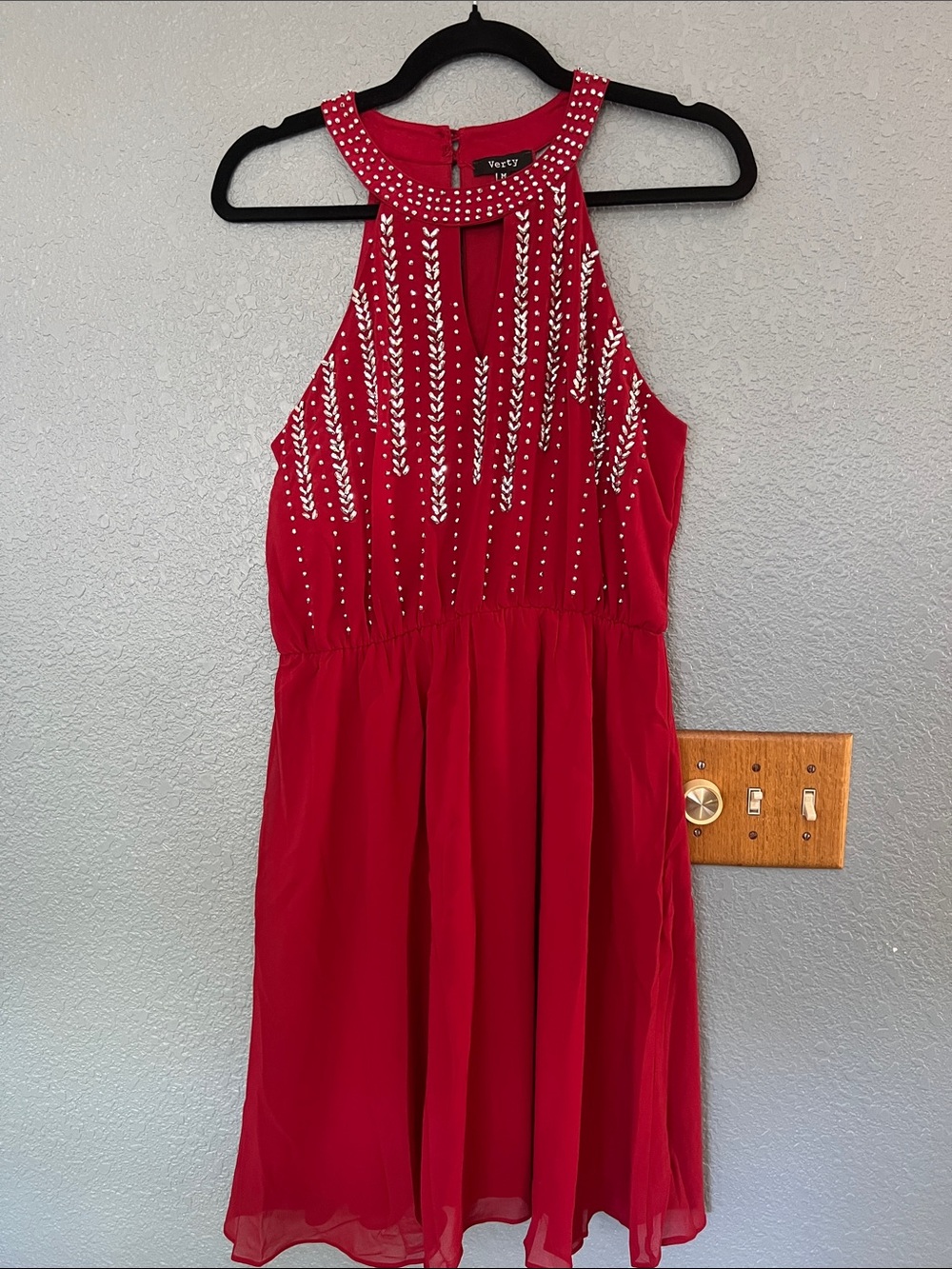 Verty red dress with silver crystals size medium